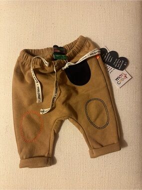 Mon Coeur Brown Baby Boy Jogger Sweatpants with Patch Detail